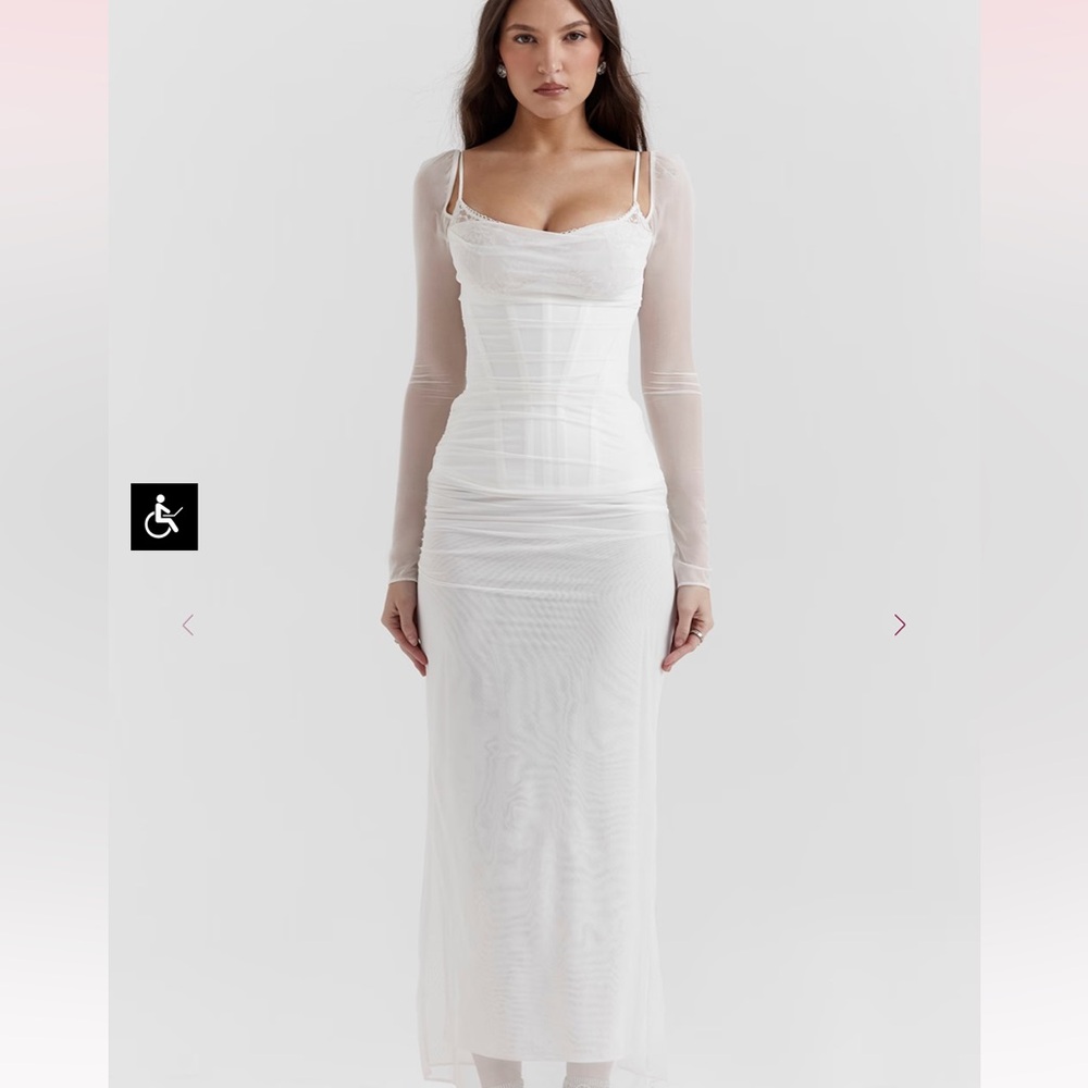 House of cb elegant White Long Sleeve Dress